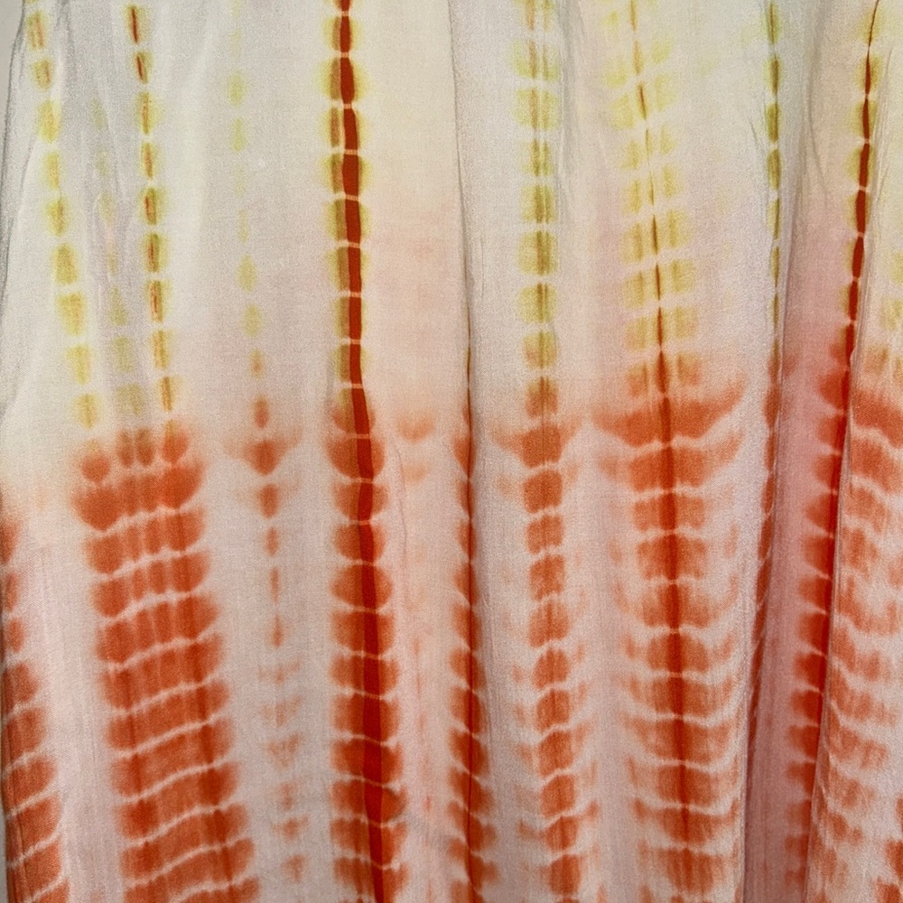 Women’s Sz 8 Tunic Sleeveless Top Or Short Sundress Tye dye Orange White Yellow - Picture 4 of 6